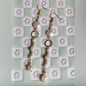*3 for $20* Handmade Gold, White, and Mint Dangle Earrings